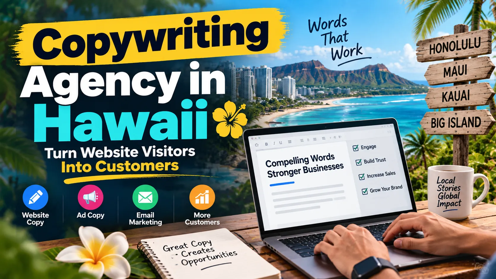 How Does a Copywriting Agency in Hawaii Help Turn Website Visitors Into Customers?